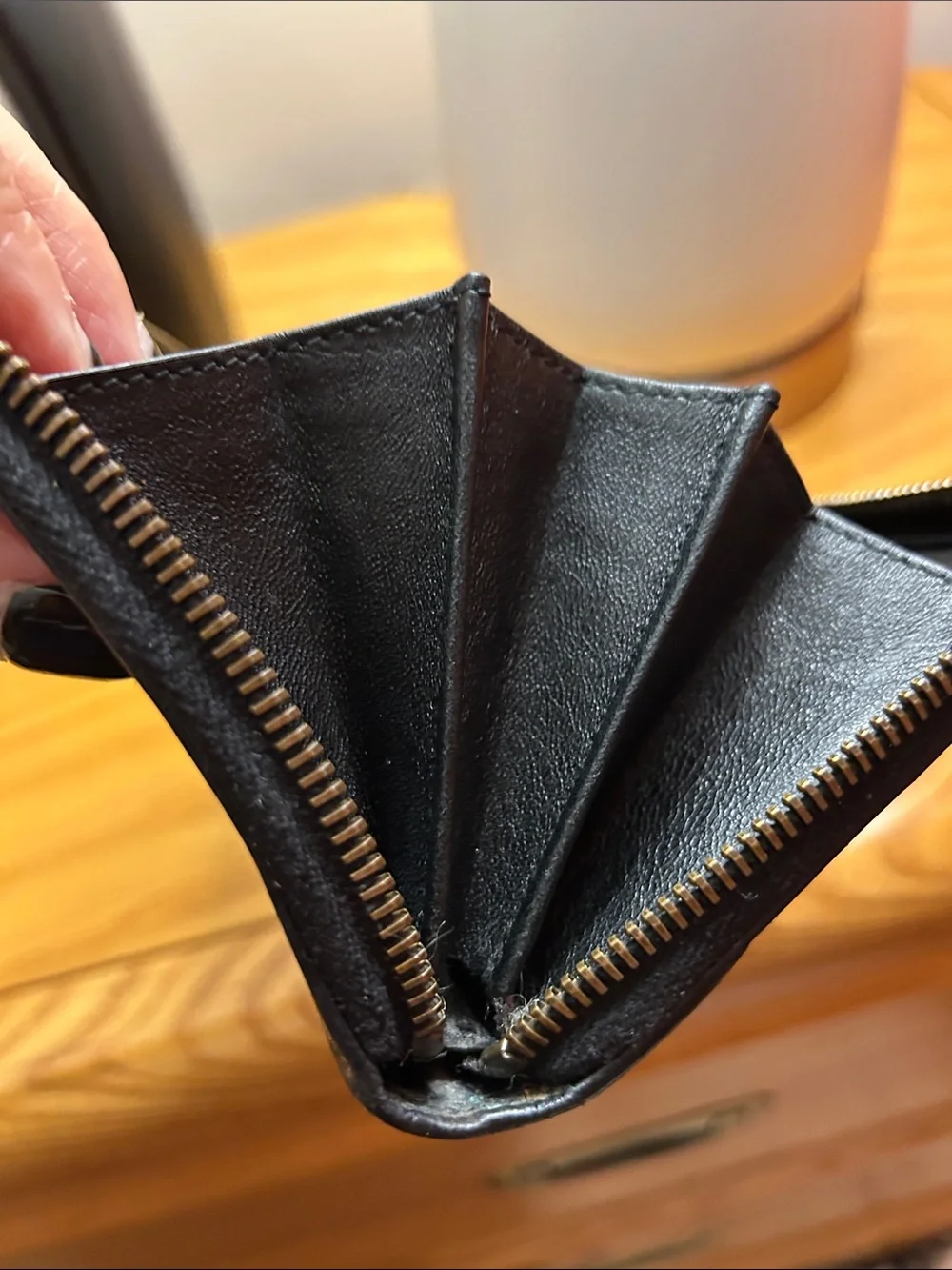 Balenciaga Black Leather Zip-Around Wallet with Gold Hardware